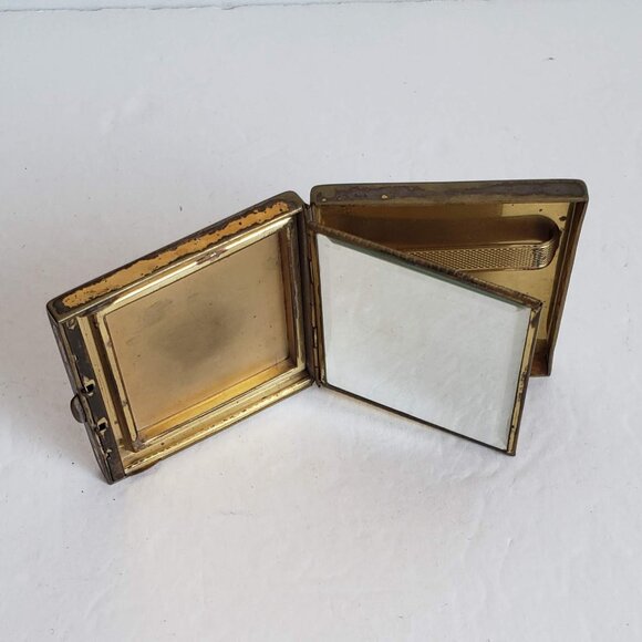 Vintage Antique PORTE CIGARETTE Holder Case Compact Square with Mirror - Picture 6 of 11